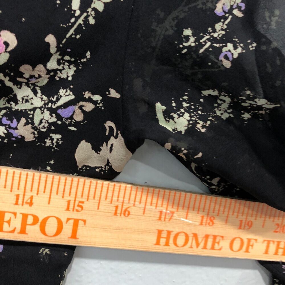 ann taylor 100% silk top xs small black leaves splat sheer chiffon dressy chic - Picture 14 of 14